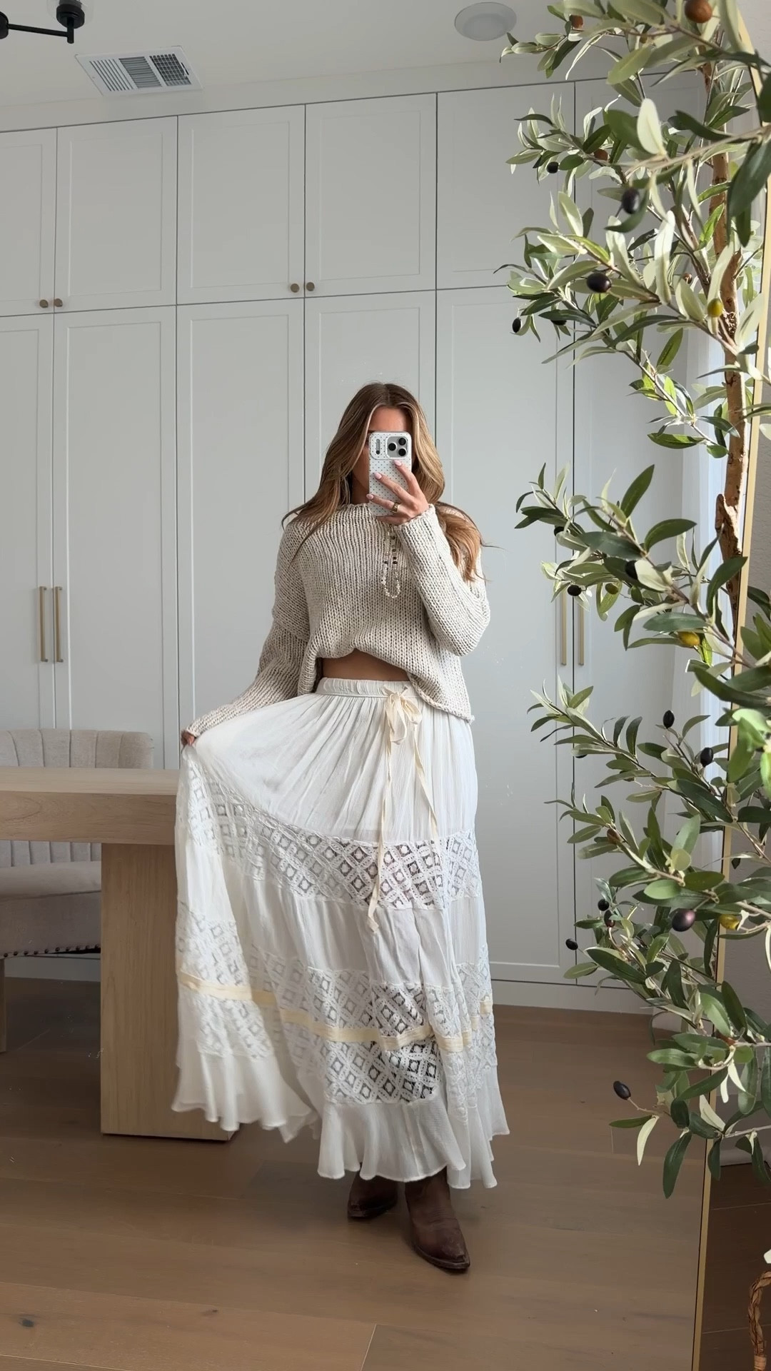 xs in my maxi skirt & small in my sweater 