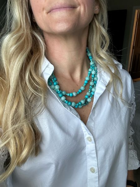 Pairing a statement necklace with a white collared shirt for work today! 

#LTKOver40 #LTKStyleTip #LTKWorkwear