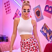 Solid Rib-knit Tank Crop Top | SHEIN