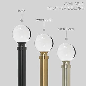 Ivilon Drapery Treatment Window Curtain Rod - Acrylic Ball 1 inch Pole. 48 to 86 Inch. Warm Gold | Amazon (US)