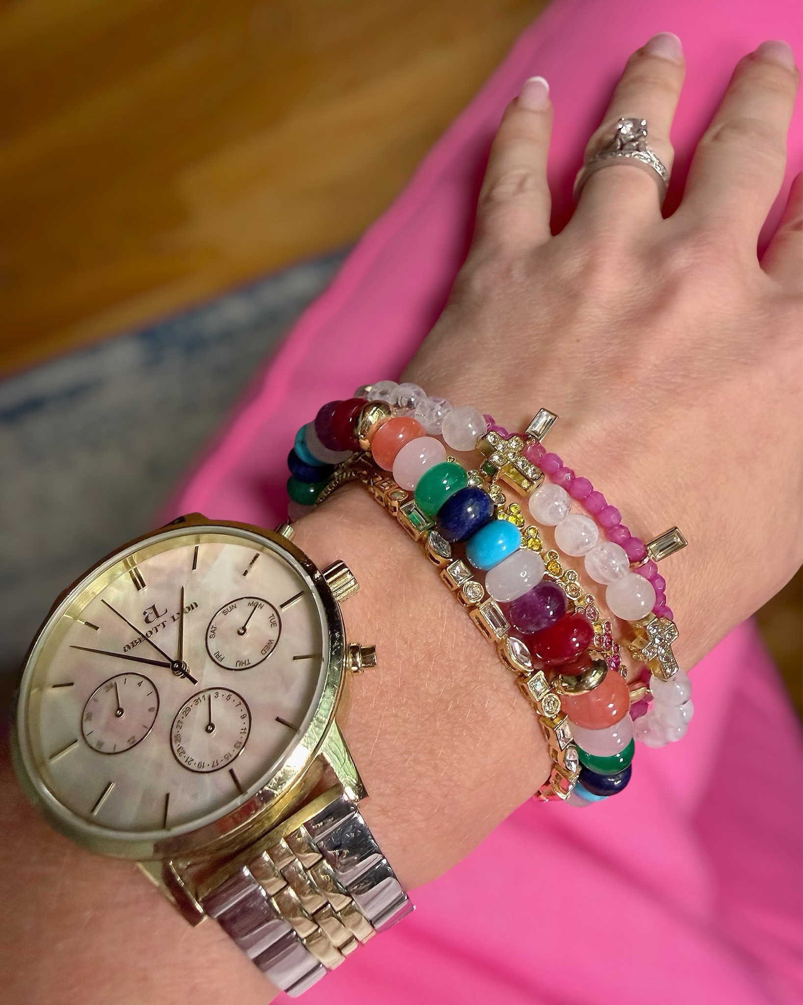 BaubleBar $10 Bracelet Stack 💖 Preppy Summer Jewelry Finds

The cutest stack alert 💖✨ BaubleBar’s summer kickoff is SO good—these bracelets are just $10 and perfect for mixing, matching, and stacking! I love how colorful and playful they are while still feeling polished and preppy.

Styled them with a simple white tee, bright pink denim, and fun striped slides for an easy everyday look that lets the accessories shine 💕 The mix of pearls, gold, and colorful beads makes this stack feel elevated but still fun for summer.

Such a great way to refresh your accessories without breaking the bank—and they make the sweetest little gifts too 🎁

baublebar bracelet stack, $10 jewelry sale, affordable jewelry finds, preppy jewelry style, colorful beaded bracelets, summer accessories 2026, stacking bracelets trend, pearl bracelet stack, gold bracelet stack, everyday jewelry essentials, gift ideas for her, budget friendly fashion finds, pink outfit ideas, preppy summer outfit, classic white tee outfit, lilly pulitzer style outfit, feminine preppy style, grandmillennial accessories, coastal preppy style, cute summer outfits, everyday mom style, casual chic outfit ideas, Mother’s Day gift, Mother’s Day jewelry, Disney jewelry, tennis bracelet 

#LTKSaleAlert #LTKMothersDay #LTKOver40 #LTKSaleAlert #LTKSeasonal #LTKootd