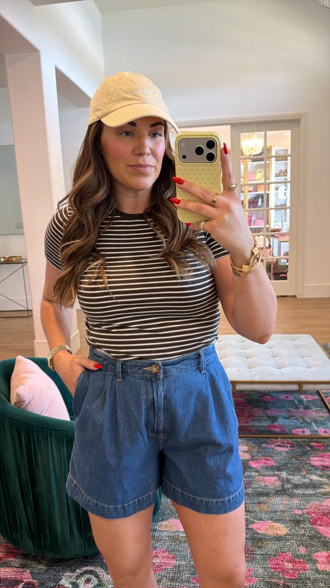 curvy midsize casual summer look! wearing size medium in brown striped tee and size medium in trouser shorts

#LTKSeasonal #LTKMidsize #LTKSaleAlert