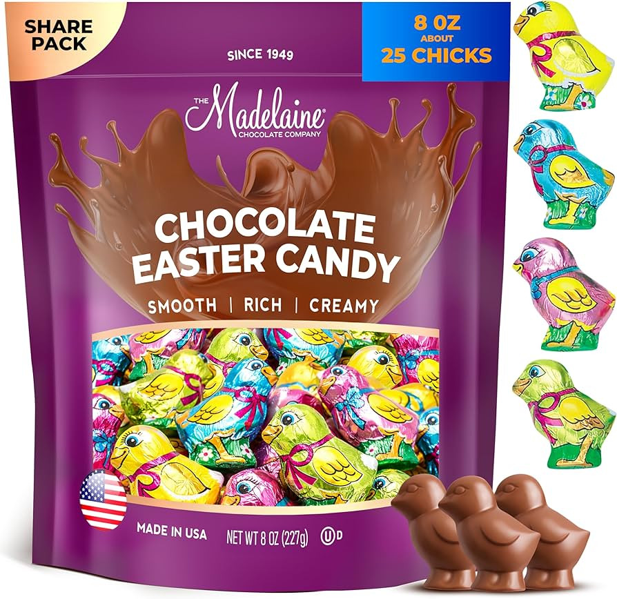 Madelaine Solid Premium Milk Chocolate Easter Baby Chicks Wrapped In Colorful Italian Foils (1/2 ... | Amazon (US)
