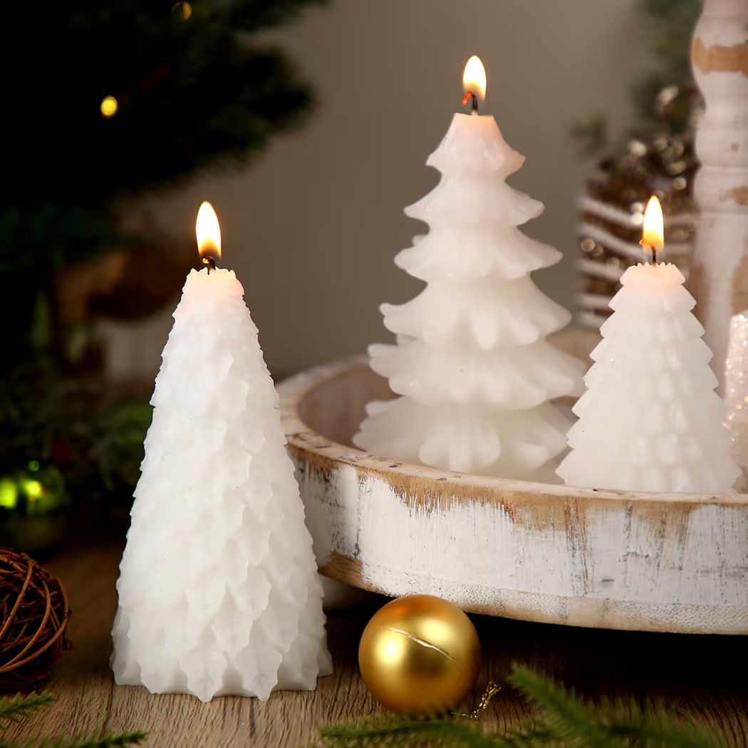 MTLEE 6 Pieces Christmas Tree Candles Large White Winter Christmas Cone Pinecone Wax Scented Teal... | Amazon (US)