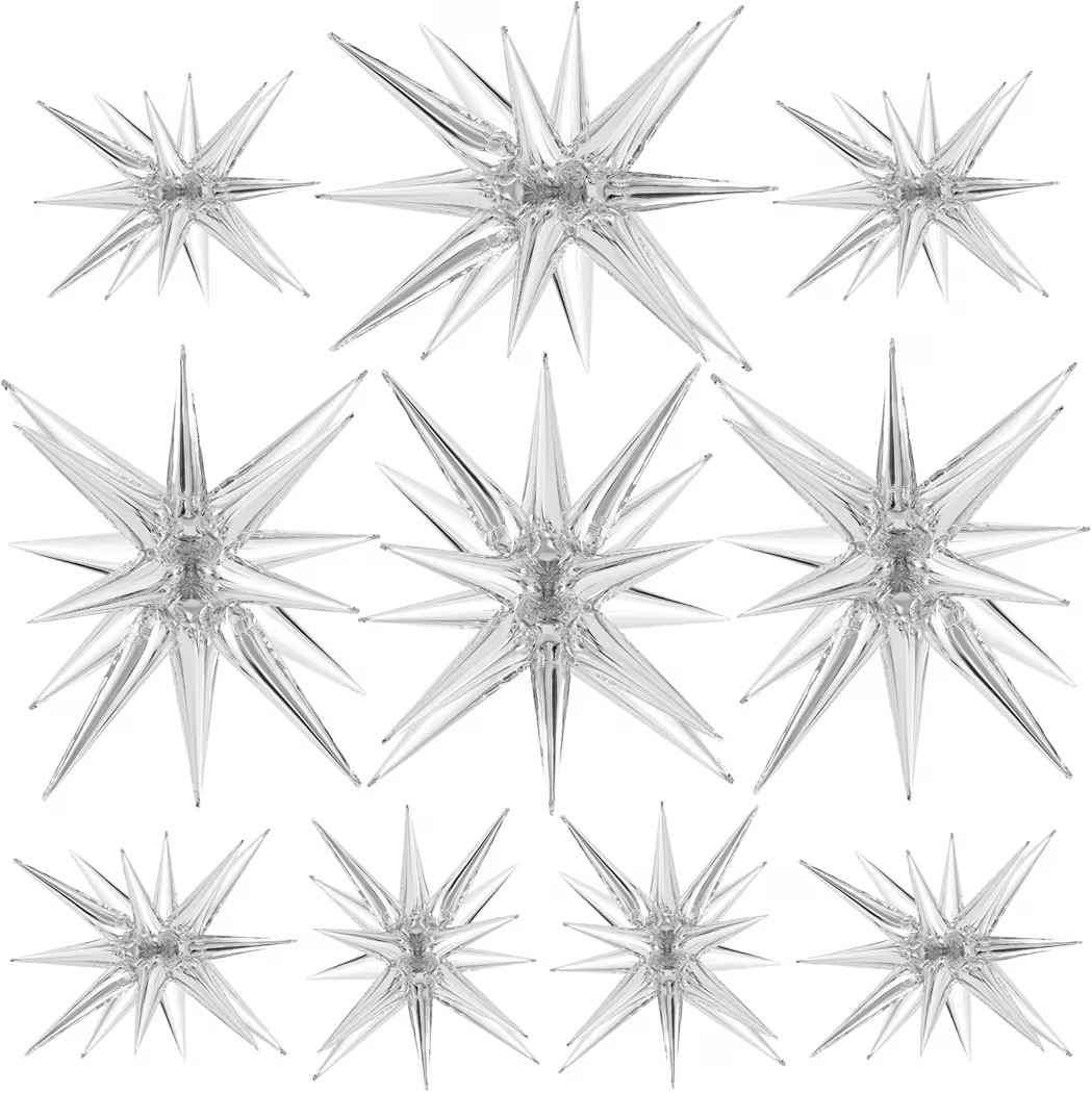 10 Pcs Silver Star Balloons Explosion Balloons Foil Cone Balloon Magic for Birthday Wedding Anniv... | Amazon (US)
