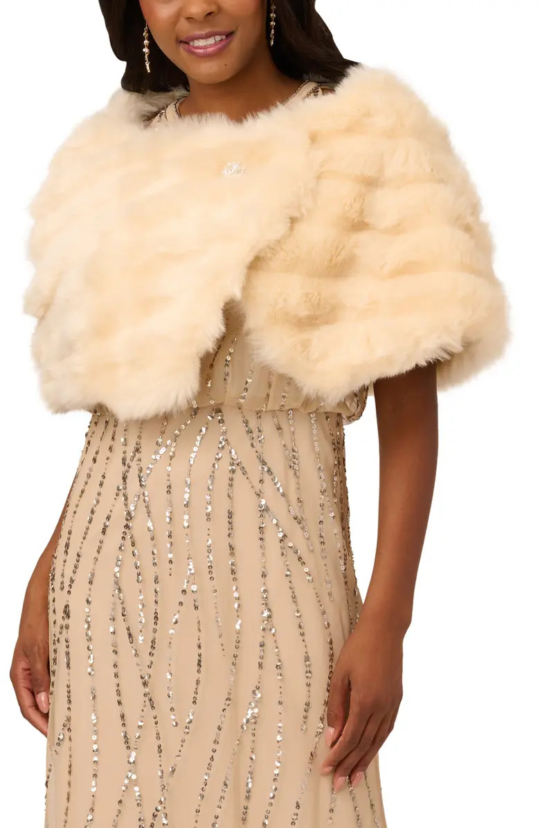 Brooch Detail Faux Fur Capelet | Nordstrom