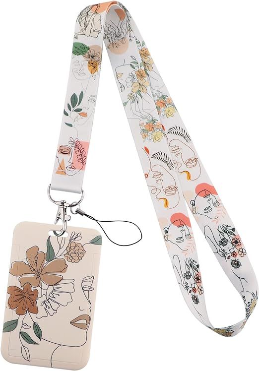 Cute Lanyard with Badge Holder for Women & Girls Flower ID Lanyard for Keys | Amazon (US)