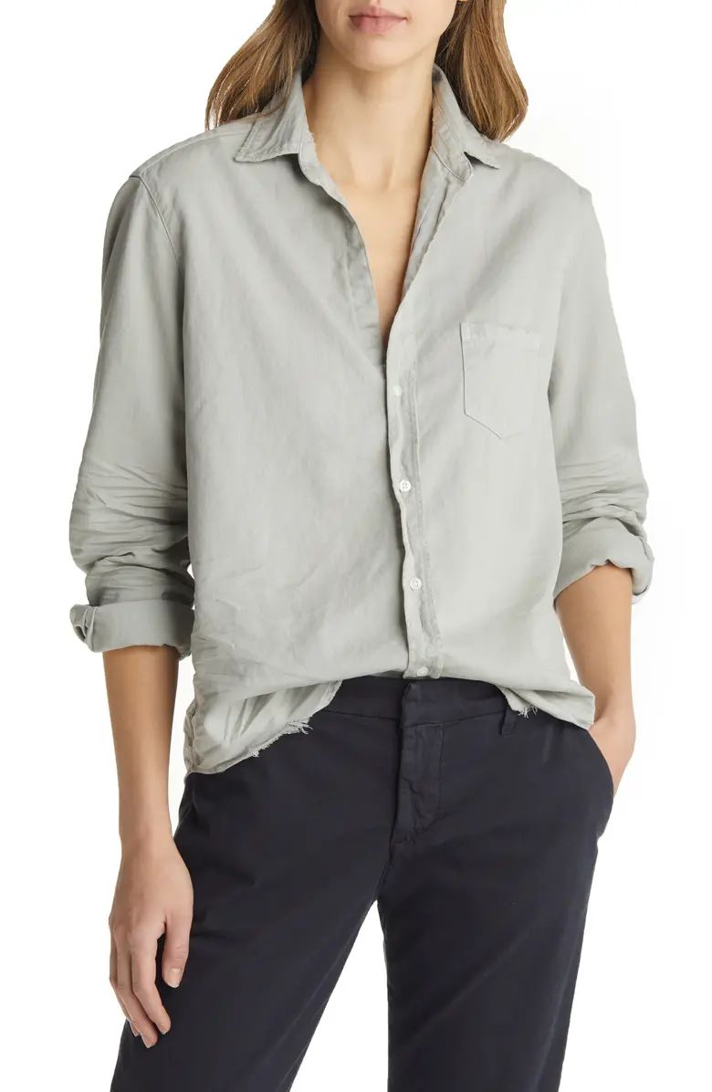 Raw Hem Cotton Button-Up Shirt | Nordstrom