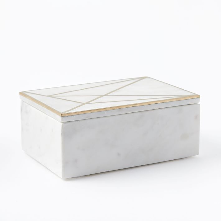 Brass Inlay Marble Box - Rectangle | West Elm (US)