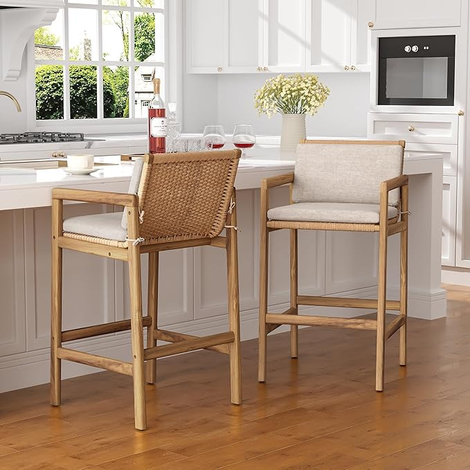 Christopher Knight Home Deft Patio Barstool Set of 2, Outdoor Counter Height Stool with Acacia Wo... | Amazon (US)