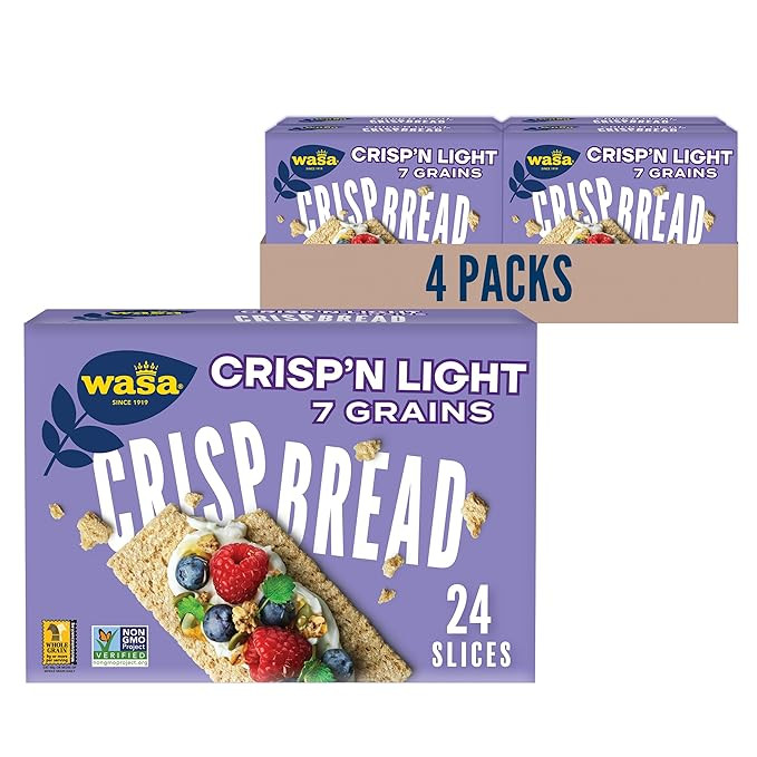 Wasa Crisp’n Light 7 Grains Crispbread, 4.9 oz (Pack of 4), Crackers, Non-GMO Ingredients, 7 Gr... | Amazon (US)