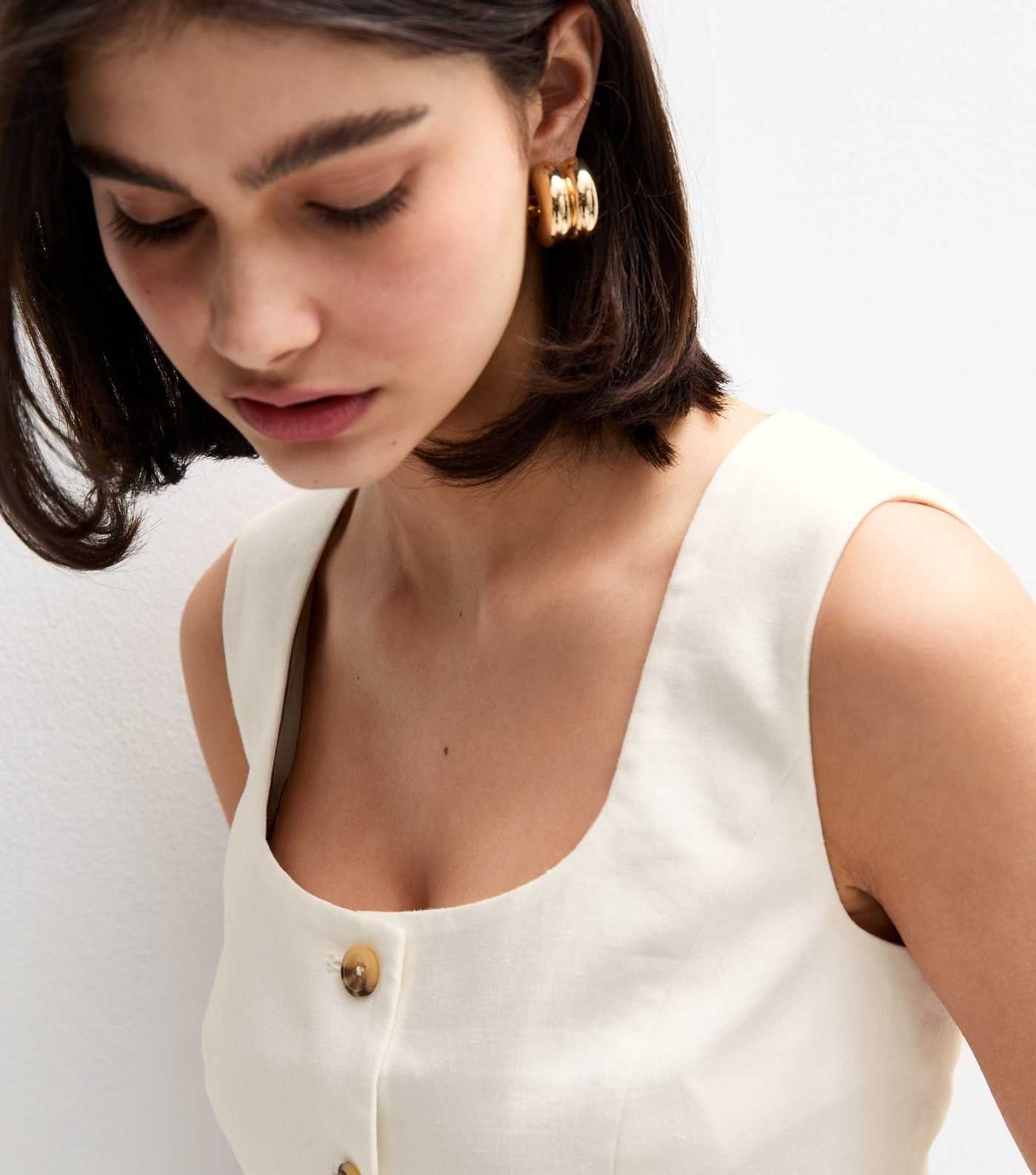 Cream Linen Blend Square Neck Waistcoat | New Look | New Look (UK)