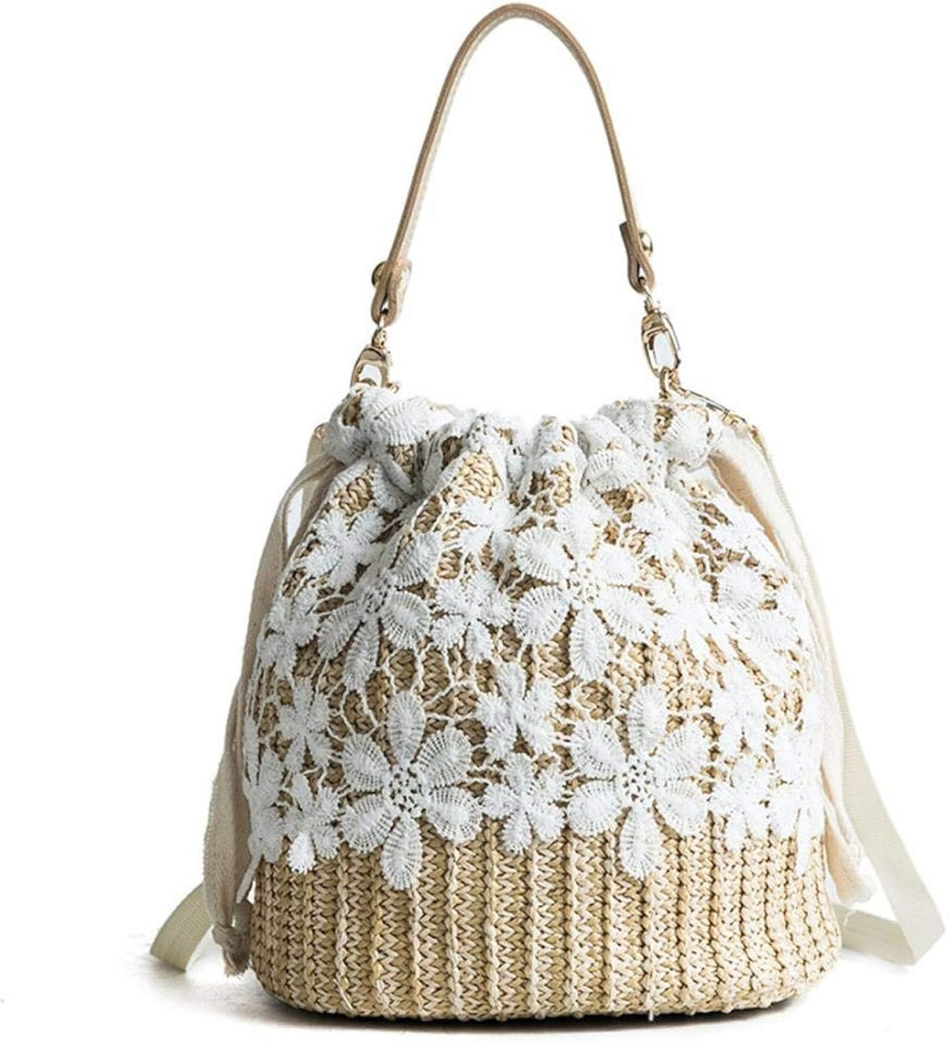 Women Summer Beach Straw HandBag Large Tote Purse Top Handle Hand-woven Casual Cross-Body Shoulder B | Amazon (US)