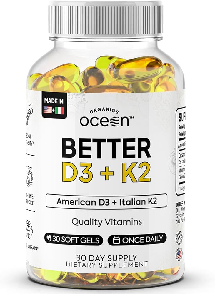 Organics Ocean Better D3 + K2-100% Organic VIT D3 and K2 Supplements with Maximum Bioavailability... | Amazon (US)