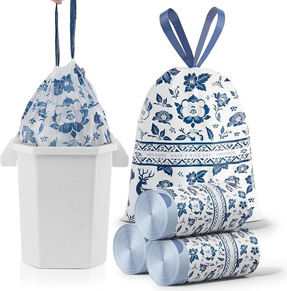 13 Gallon Trash Bags Drawstring, 60 Counts Tall Kitchen Trash Bags, Sturdy Large Trash Bags, Colo... | Amazon (US)