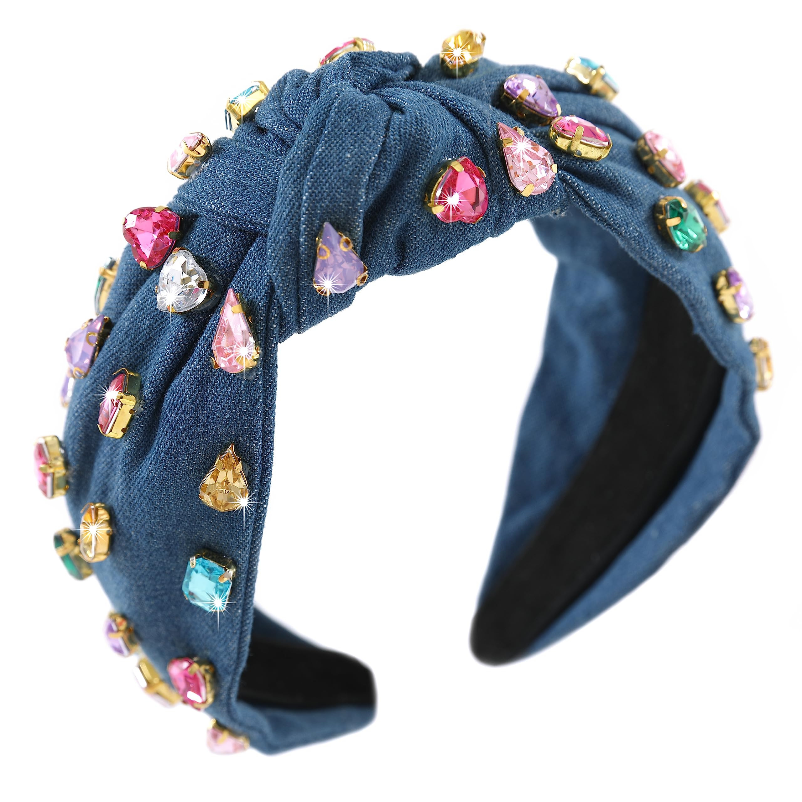 Jeweled Knotted Headband for Women Girls Sparkly Crystal Rhinestone Headband Wide Top Knot Women'... | Amazon (US)