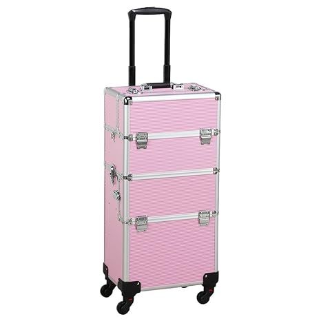 Yaheetech Rolling Makeup Train Case 3 in 1 Cosmetic Makeup Case Large Aluminum Trolley Makeup Tra... | Amazon (US)