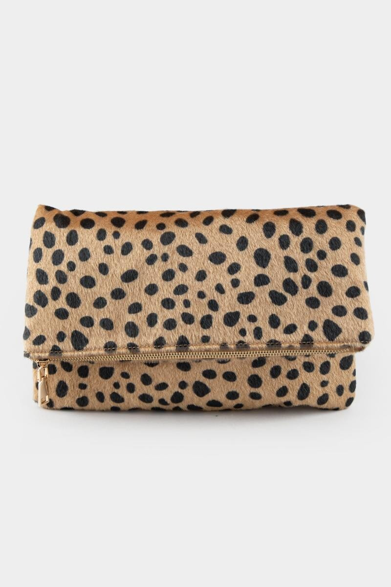 Linda Fold Over Leopard Clutch | Francesca’s Collections