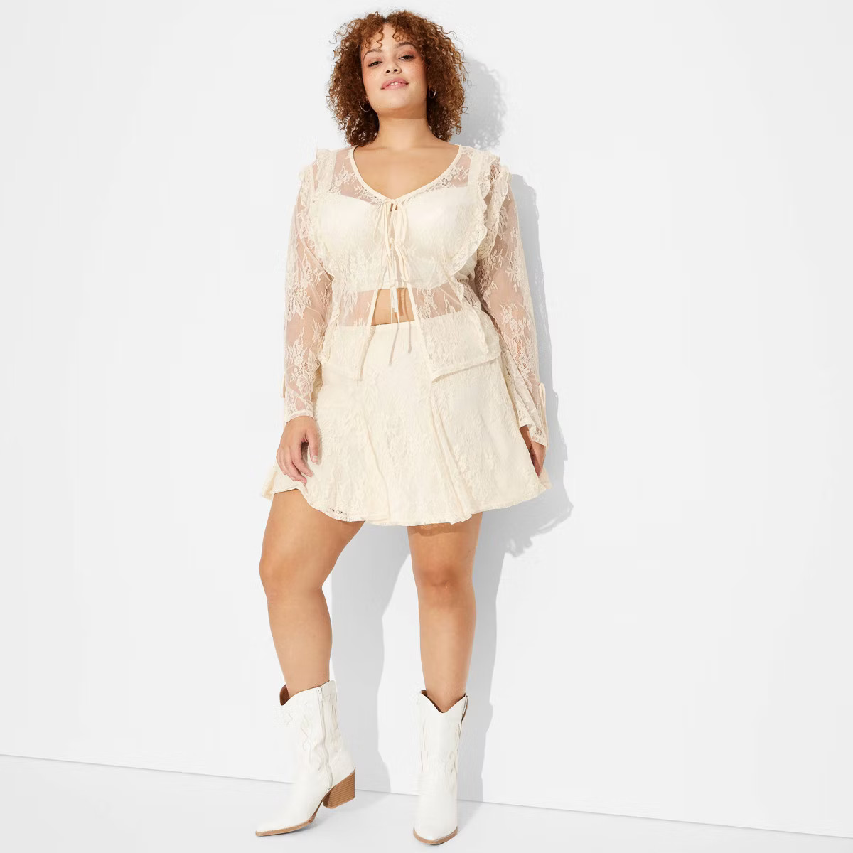 Women's Lace Godet Mini Skirt - Wild Fable™ Off-White | Target