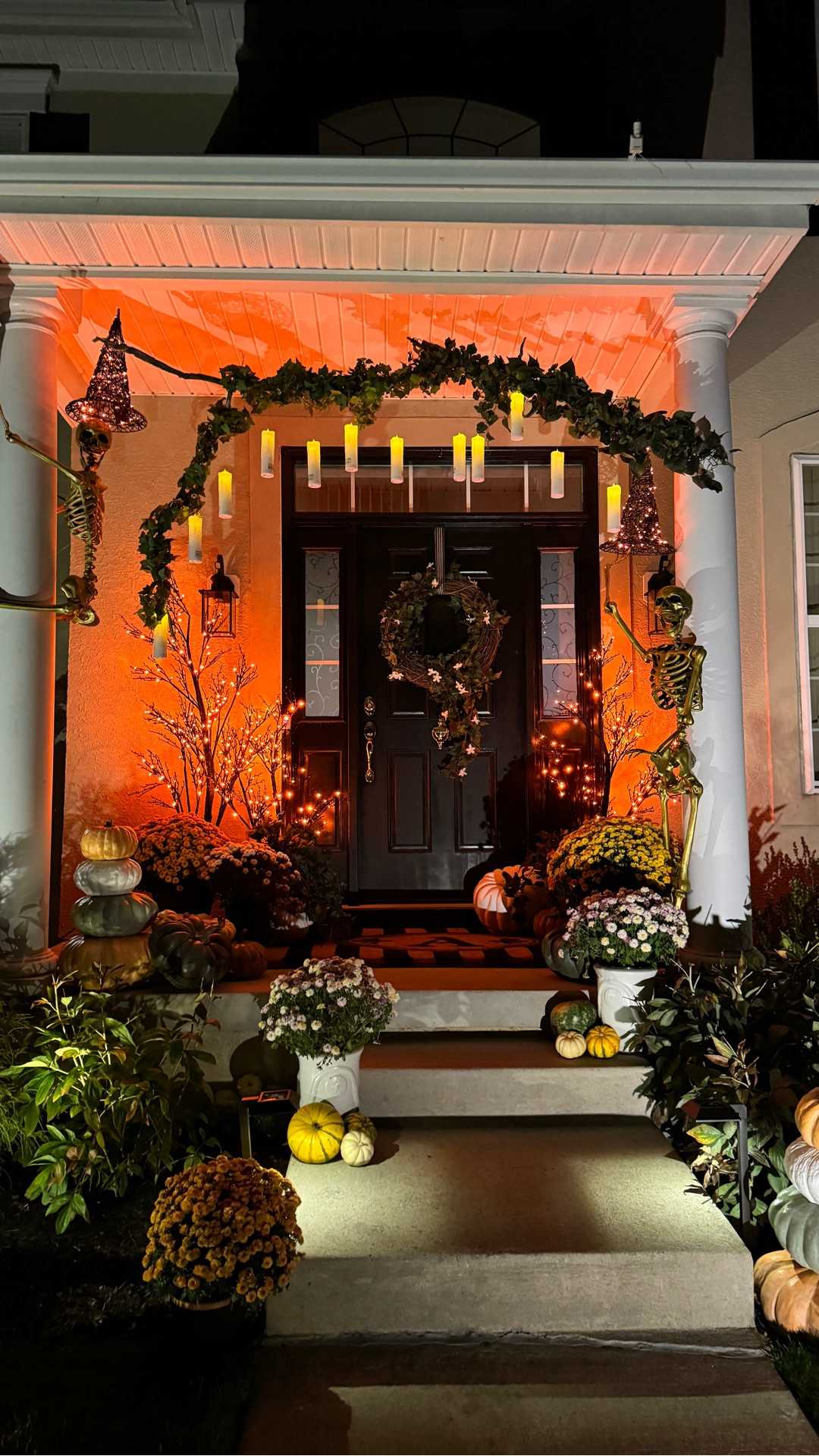 Stand out on the block for Halloween with a spooktacular front porch!! Shop my Halloween front porch below and get an early start to haunting!! I used fishing wire to make everything appear it was floating and realistic!

Balsam Hill halloween 
Halloween ideas
Halloween decor 
Halloween front porch 
Floating candles 
5 foot gold skeletons 
Amazon finds 
Hobby Lobby finds 
Mums 
Pumpkin stack 
Poison Ivy wreath 
Pre lit witch hats 
Pre lit Twig trees 
Planters 
Candy bowls 
Fall door mat 
Fall decor
Matching sets 
Amazon fashion  #LTKVideo

#LTKHome #LTKSeasonal #LTKHome #LTKSaleAlert #LTKSeasonal