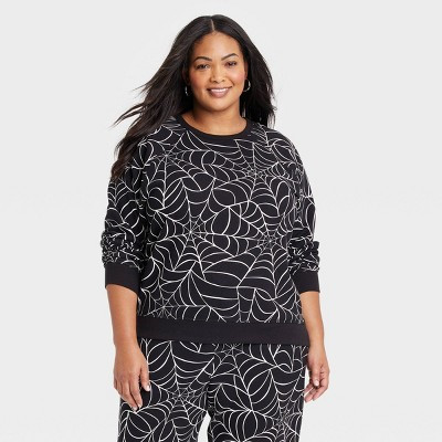 Women's Halloween Spider Web Graphic Sweatshirt - Black | Target