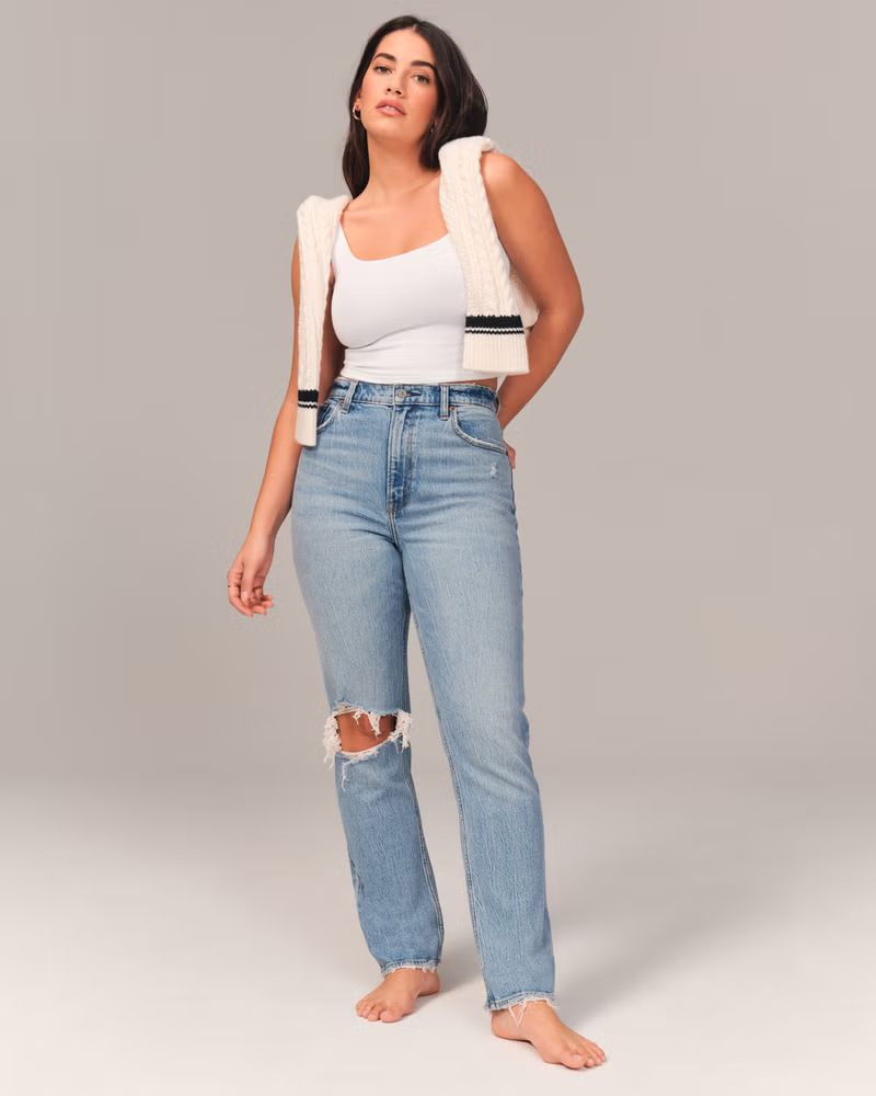 Curve Love 90s Ultra High Rise Straight Jeans | Abercrombie & Fitch (US)