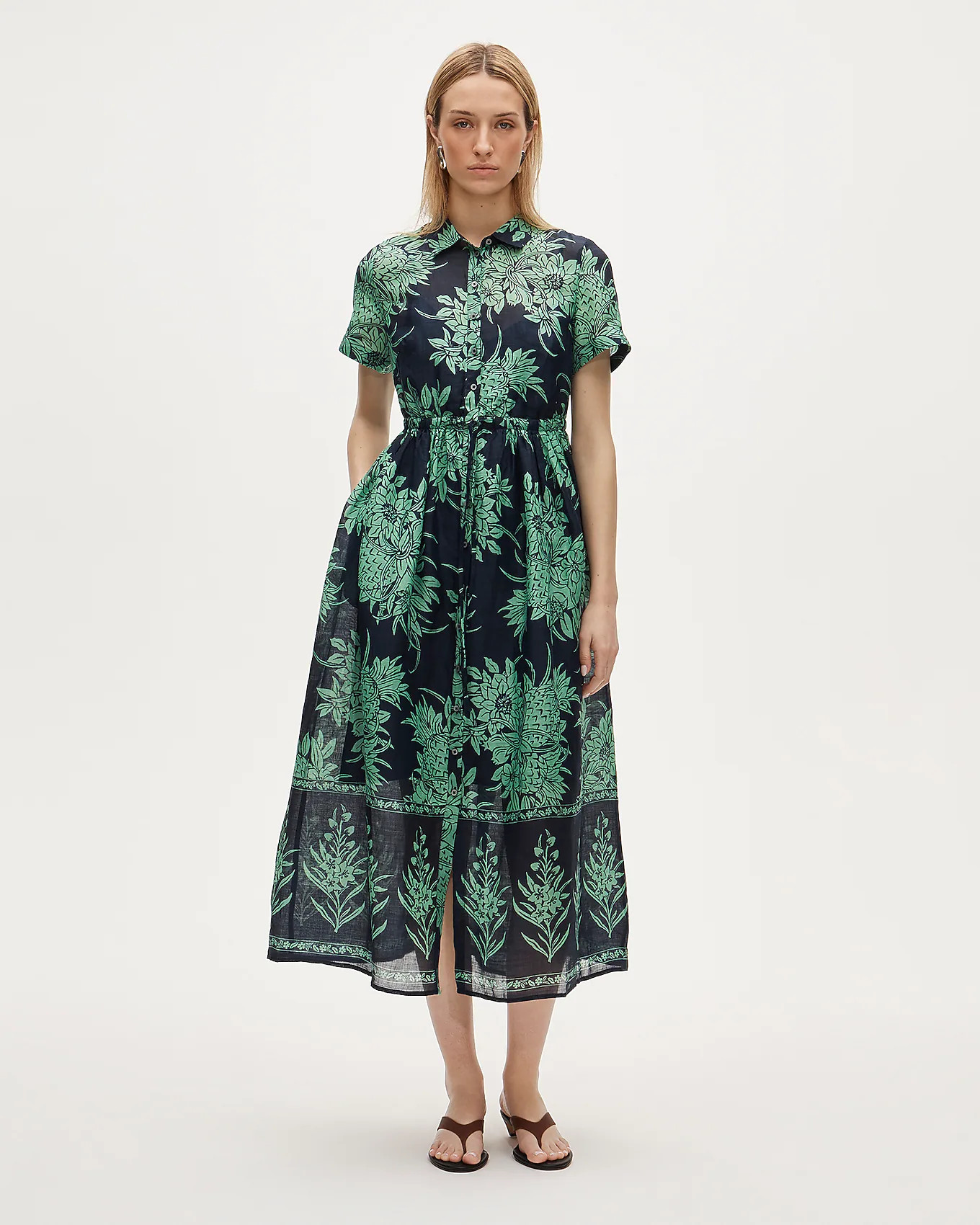 Cerise shirt-dress in pineapple garden-print ramie | J. Crew US