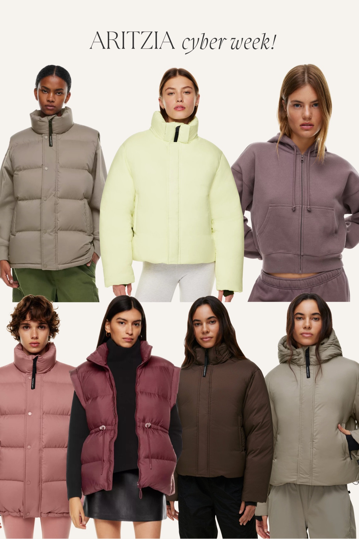 Up to 50% off aritzia cyber week sale!! I wear size M and 30 in jeans. Tons of outerwear and their super puff vests / jackets on sale too!
