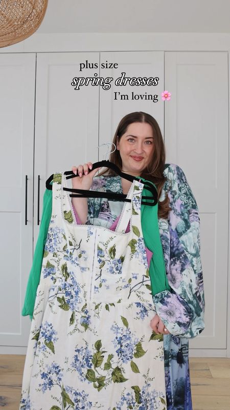 Plus size spring dresses 

Sizing: L regular in puff sleeve pink floral dress / XL regular in purple maxi / 14 in blue & white floral dress / XL in green dress / XL in thin strap white floral dress / 3X in robe / XXL in shaper  

#LTKplussize #LTKSeasonal #LTKstyletip