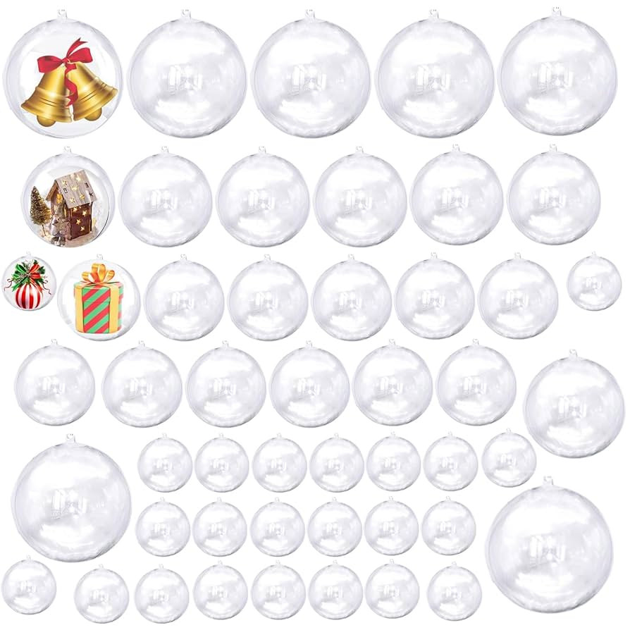 40PCS Clear Plastic Ornaments for Crafts Four Size Fillable Christmas Ornaments Balls DIY Christm... | Amazon (US)