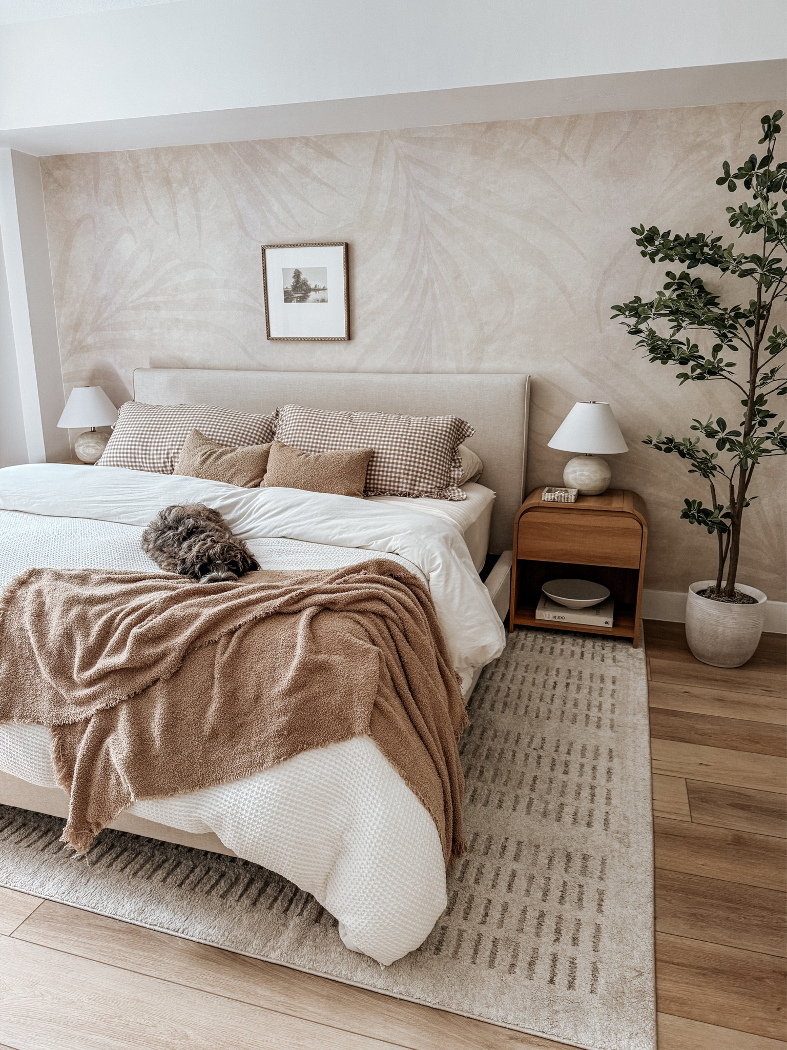 my neutral cozy bedroom - love the subtle impact a swap in art and the tree made! 

#LTKStyleTip #LTKHome