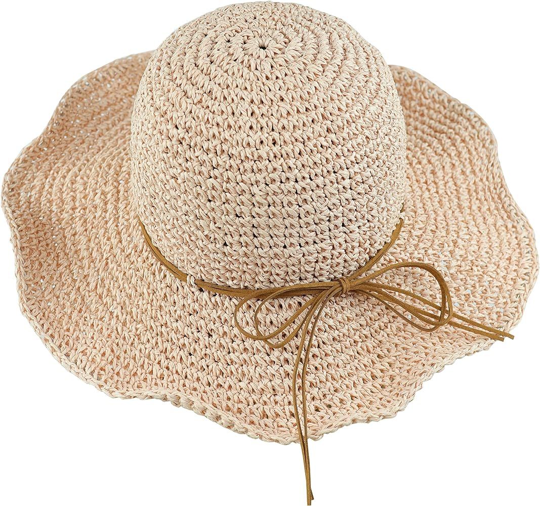 Women Sun Hat Wide Brim Floppy Beach Hat Breathable UV UPF 50+ Straw Hat Foldable Packable Summer... | Amazon (US)