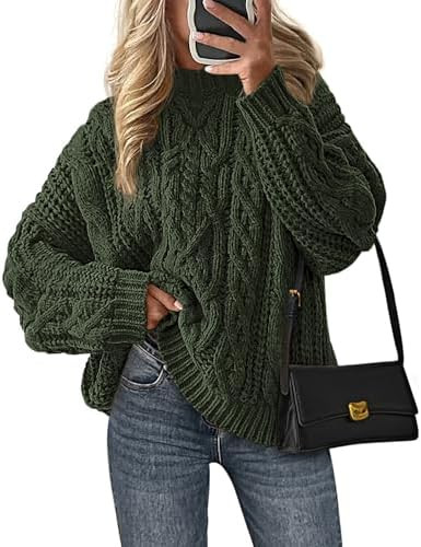 PRETTYGARDEN Women's Oversized Fall Sweaters 2025 Casual Long Sleeve Crewneck Chunky Cable Knit P... | Amazon (US)