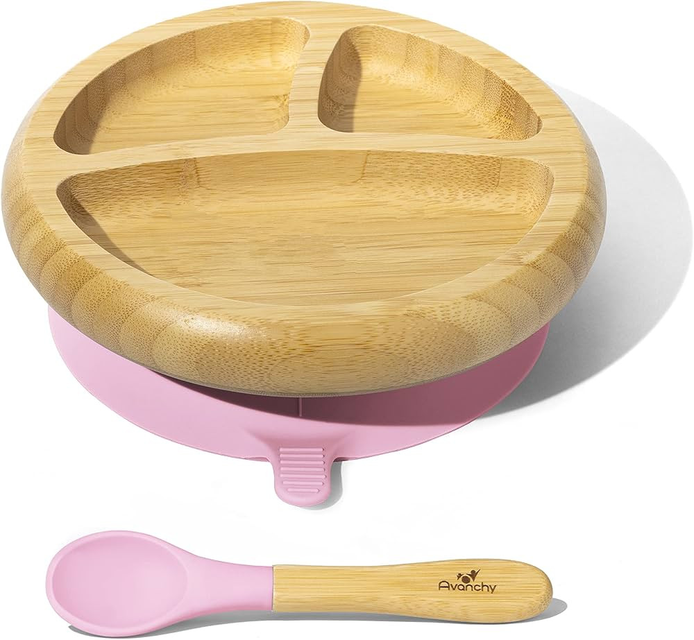Avanchy® Baby Plates Divided Bamboo with Suction for Babies Kids Toddler Food with Silicone Spoo... | Amazon (US)