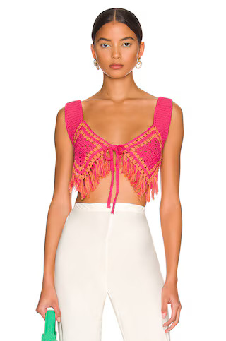 Camila Coelho Mira Hand Crochet Fringe Top in Raspberry & Orange from Revolve.com | Revolve Clothing (Global)