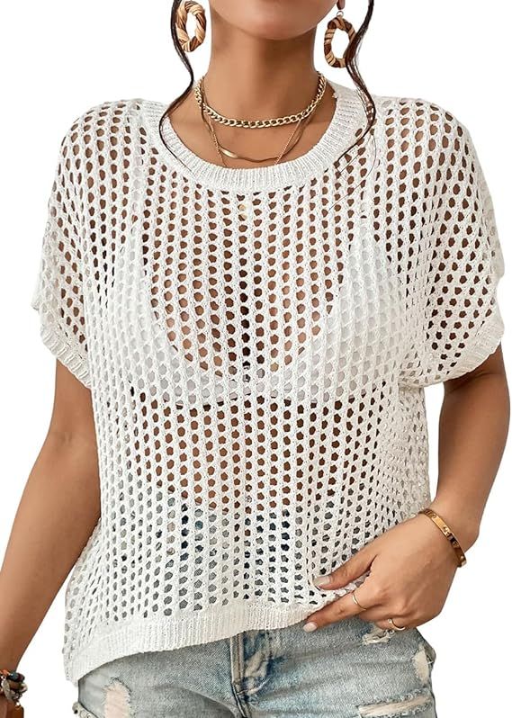 Bsubseach Crochet Cover Ups for Swimwear Women Hollow Out Knit Bikini Beach Swimsuit Cover Up Sum... | Amazon (US)