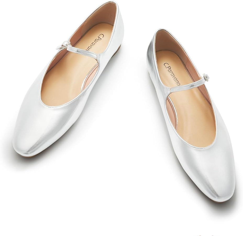 C.Paravano Mary Jane Flats Round Toe Flats Ballet Flats with Strap Women's Flats for Work Casual ... | Amazon (US)