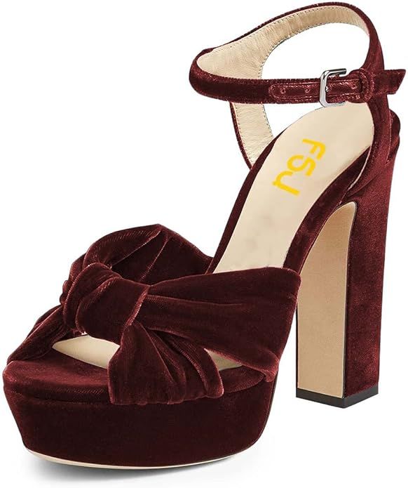 FSJ Women Platform Chunky Block High Heel Sandals Peep Toe Ankle Strap Party Evening Dress Pumps ... | Amazon (US)