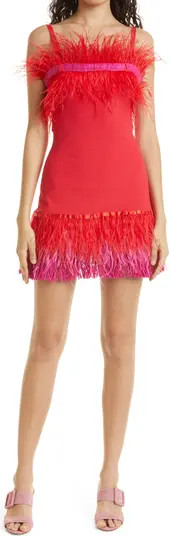 Feather Trim Sleeveless Minidress | Nordstrom