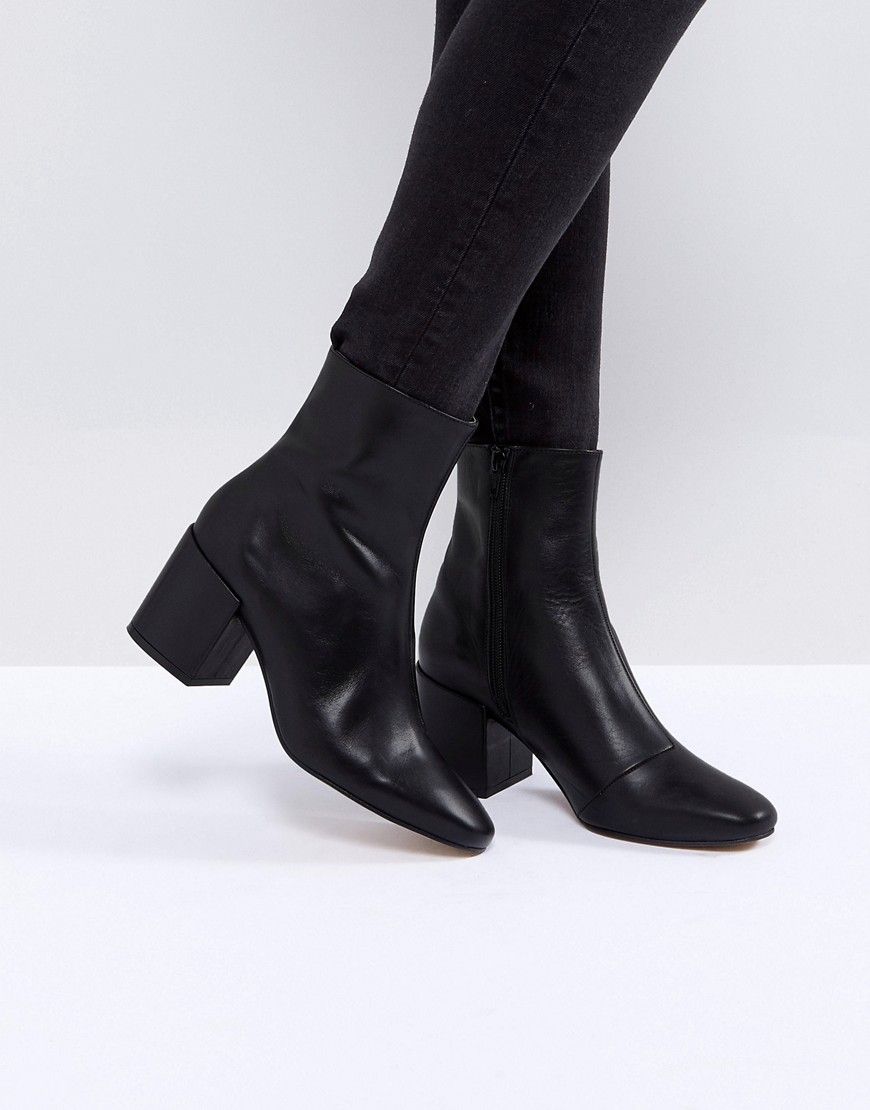 ASOS ROSANA Leather Block Heeled Boots - Black | ASOS US