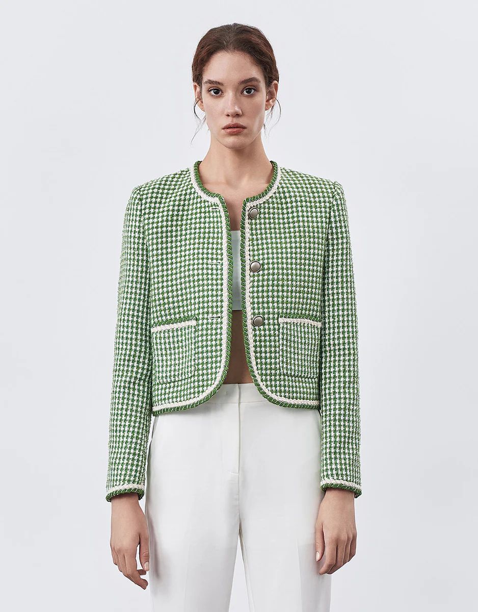 Patch Pocket Tweed Jacket | Urban Revivo