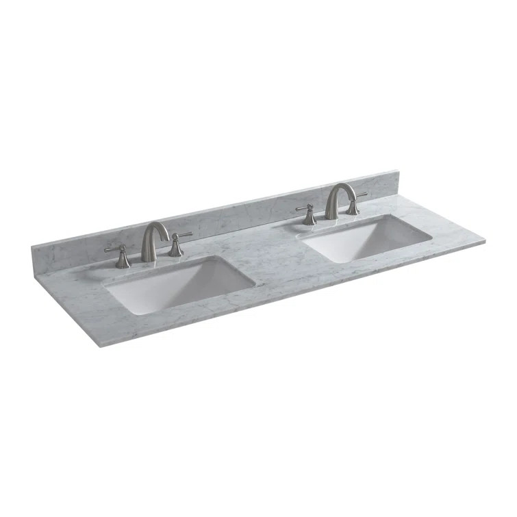 61'' Marble Double Bathroom Vanity Top with Sink | Wayfair North America