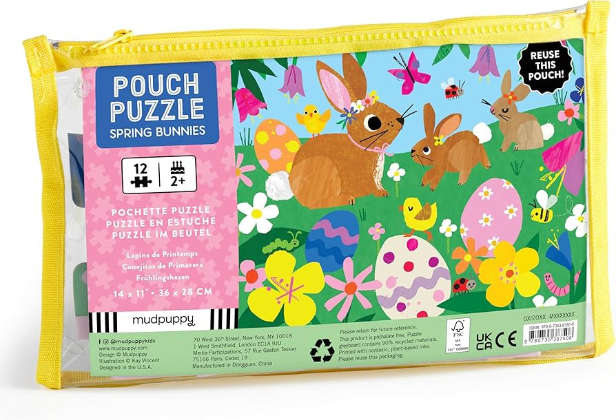 Mudpuppy Spring Bunnies – 12 Piece Puzzle with Reusable Zipper Pouch Featuring Colorful and Fun... | Amazon (US)