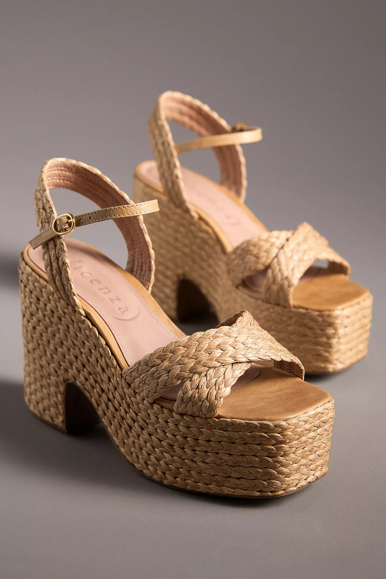 Vicenza Cross-Strap Raffia Platform Sandals | Anthropologie (US)