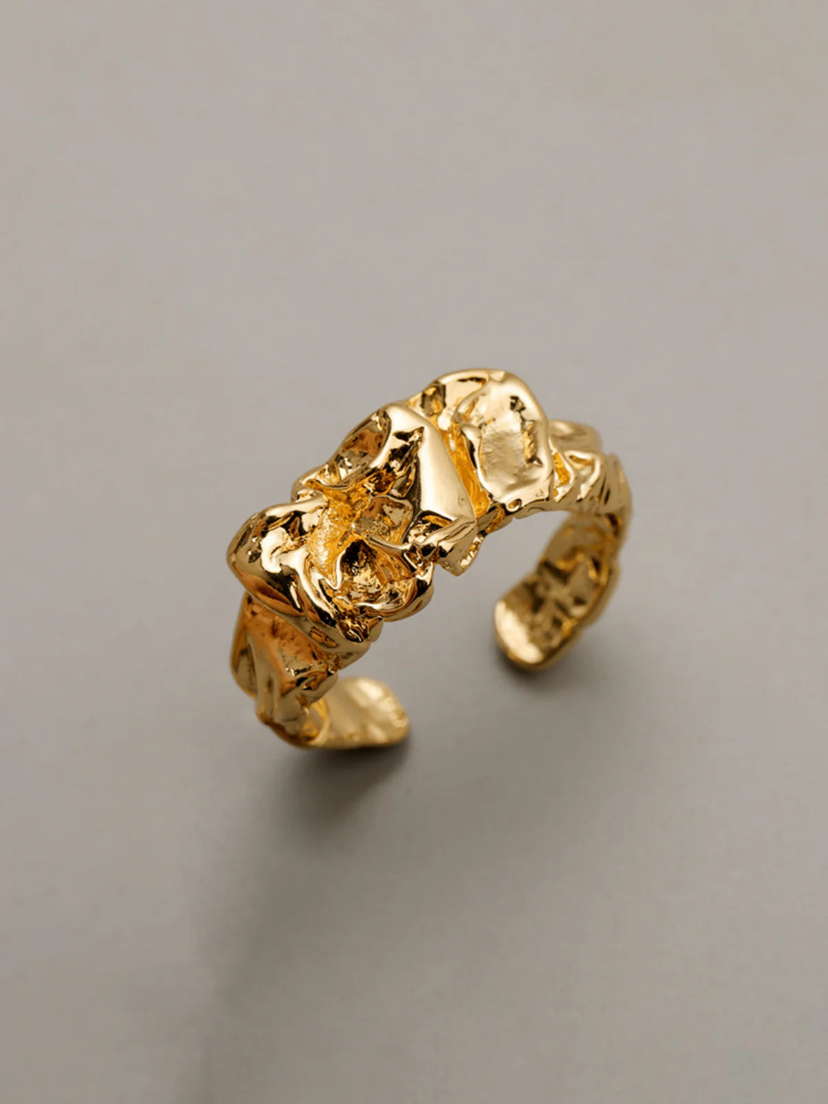 Irregular Textured Open Cuff Ring | Commense