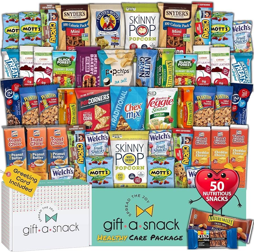 Gift A Snack - Back To School Healthy Snack Box Variety Pack Care Package + Greeting Card (50 Cou... | Amazon (US)