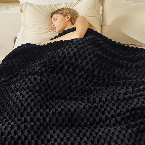 Bedsure Queen Blanket for Bed, Super Soft Cozy Blankets for Women, Cute Fleece Blanket for Girls, Black 90x90 Inches | Amazon (US)