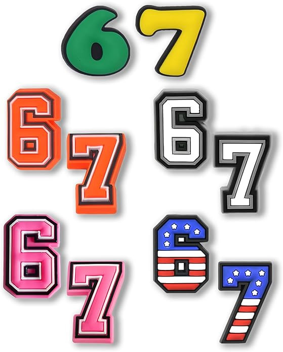funny 6 7 Number Shoe Charms Set, Decorative 6 7 Digits in Multiple Colors - American Flag Design | Amazon (US)