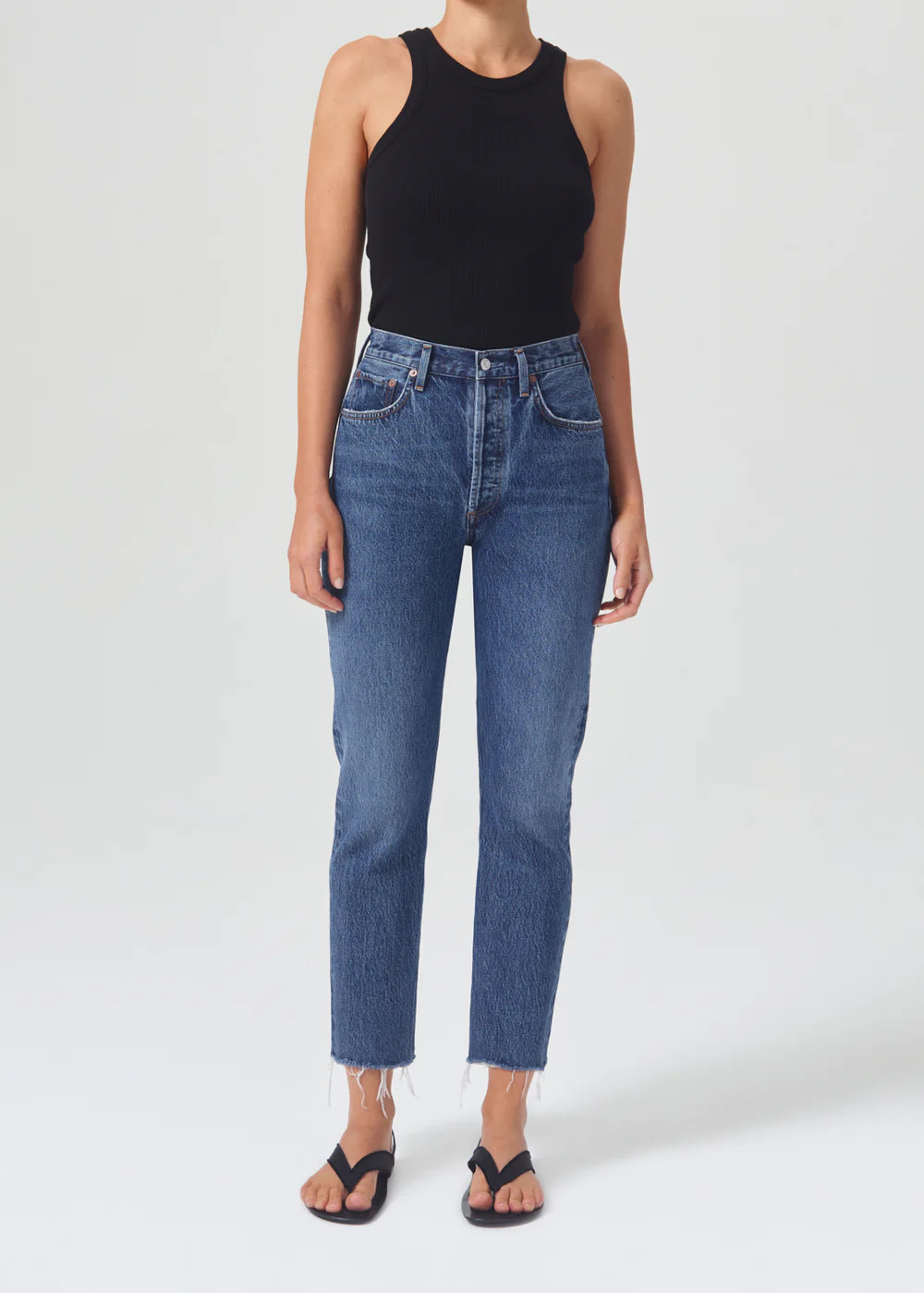 90's Crop Mid Rise Straight in Nerve | AGOLDE
