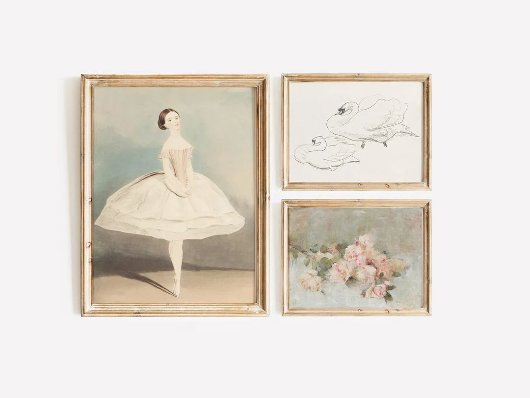 Girls Nursery Gallery Set  /  Ballerina Oil Painting /  Ballerina /  Living Room Art Download /  ... | Etsy (US)